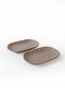Hermia Juego de platos de gres cerámico Beige 2 piezas de 22 x 13 cm